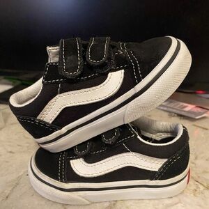 Vans Kids Black and White Velcro Sneakers